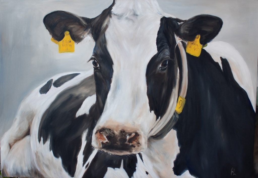 Hiske Landman, Malerei, Original, ‚liegende Kuh‘ 100 x 70